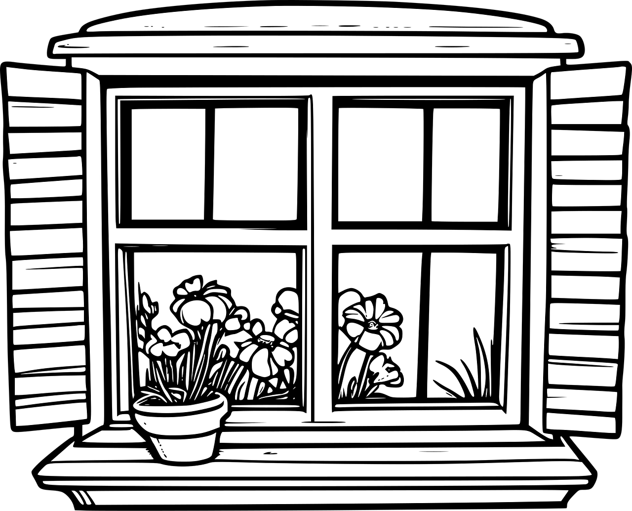 Sidehængte vinduer set fra rummets og brugerens perspektiv